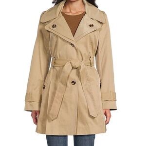 London Fog Double Collar Long Sleeve Belted Single Breasted Trench